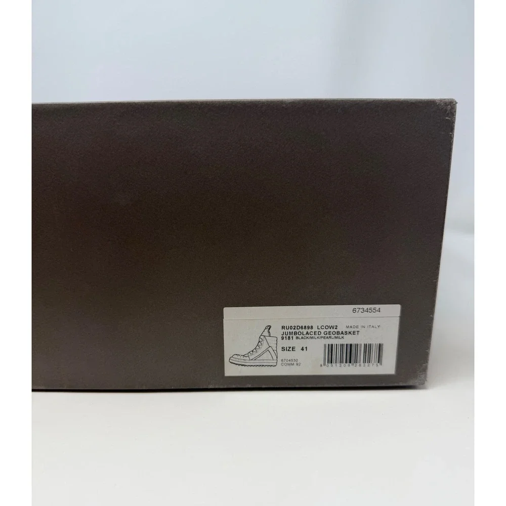 Rick Owens Jumbo Laced Geobasket Sneaker Black/Milk Size 8 US 41 EU